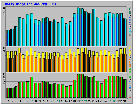Daily usage for January 2024